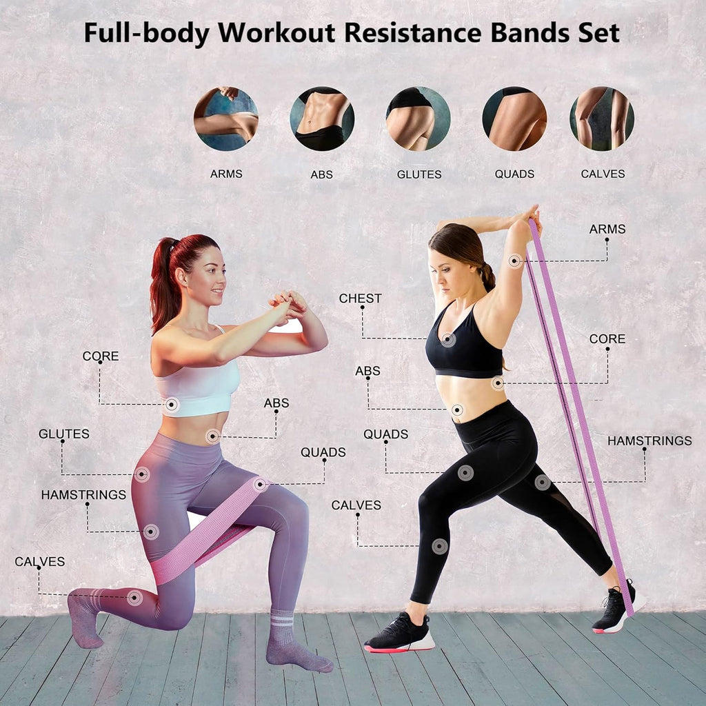 Ultimate Fabric Resistance Bands Set - 3 & 4 Levels Booty Bands for All Fitness Levels | Durable Elastic Workout Bands for Men & Women